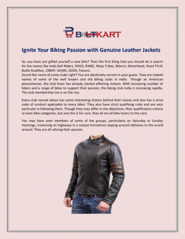 Ignite Your Biking Passion with Genuine Leather Jackets