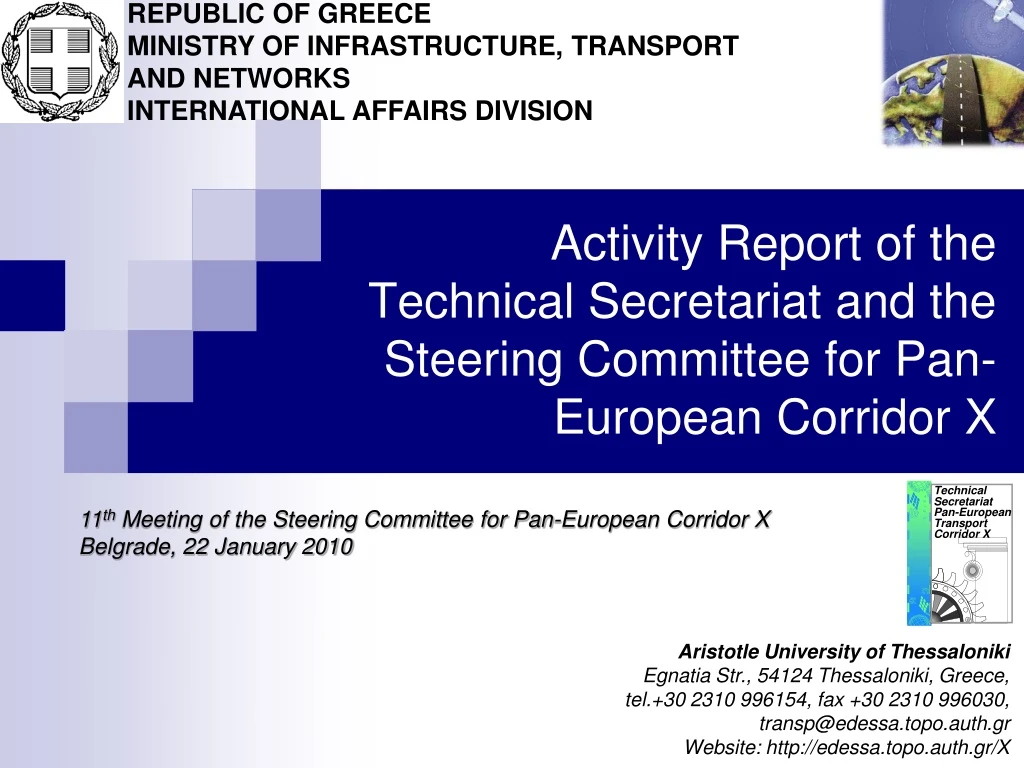 activity report of the technical secretariat and the steering committee for pan european corridor x