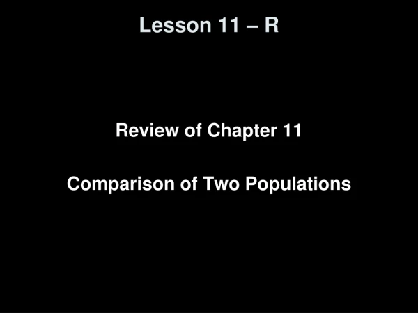 Lesson 11 – R