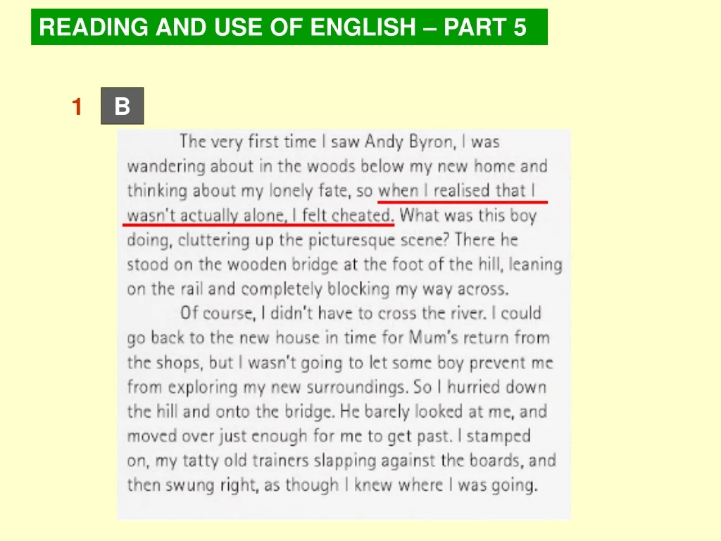 reading and use of english part 5