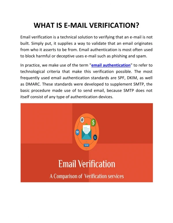 WHAT IS E-MAIL VERIFICATION?