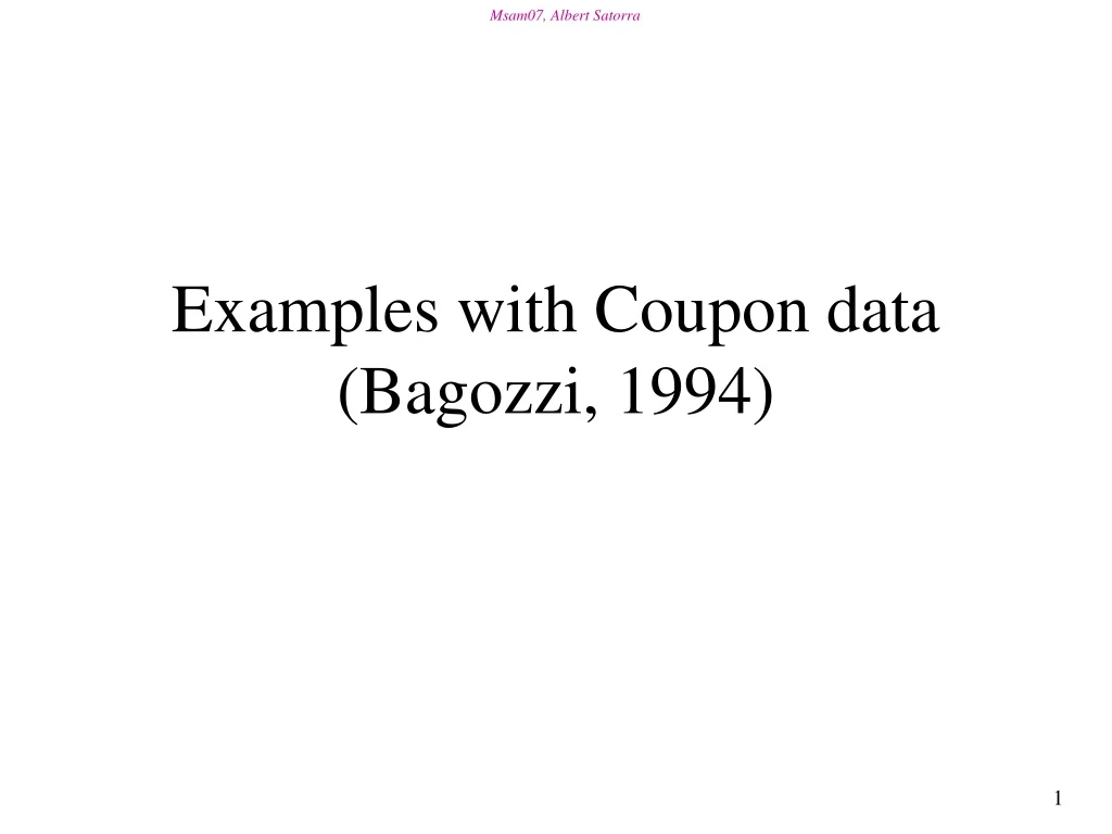 examples with coupon data bagozzi 1994