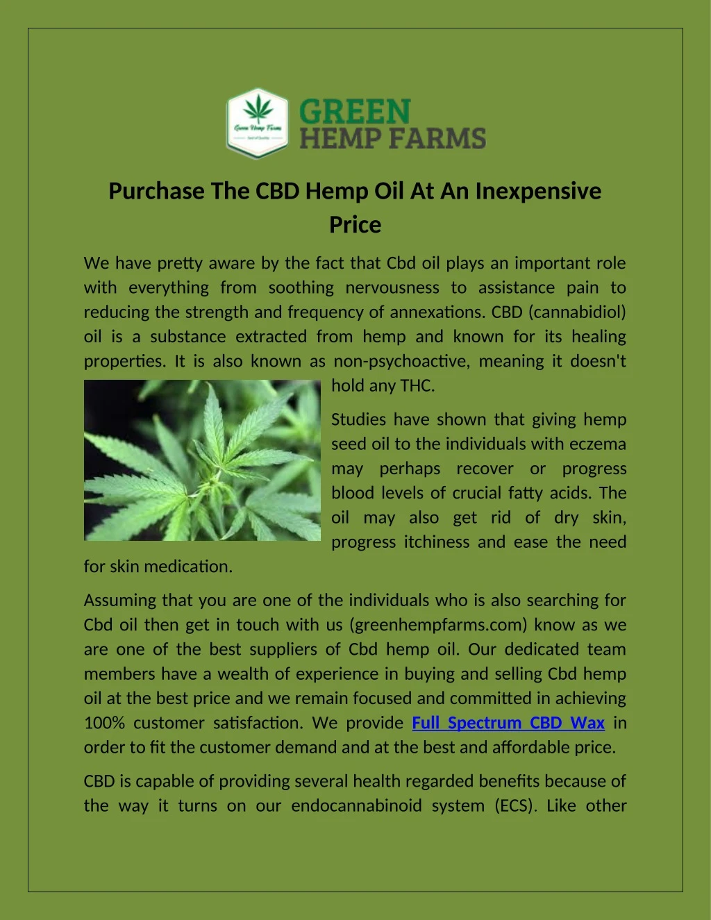 purchase the cbd hemp oil at an inexpensive price