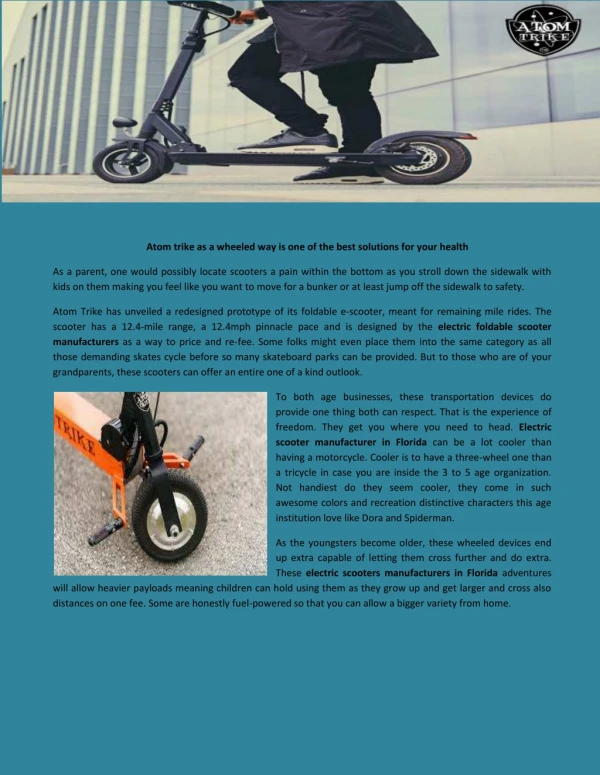 Electric foldable scooter manufacturers