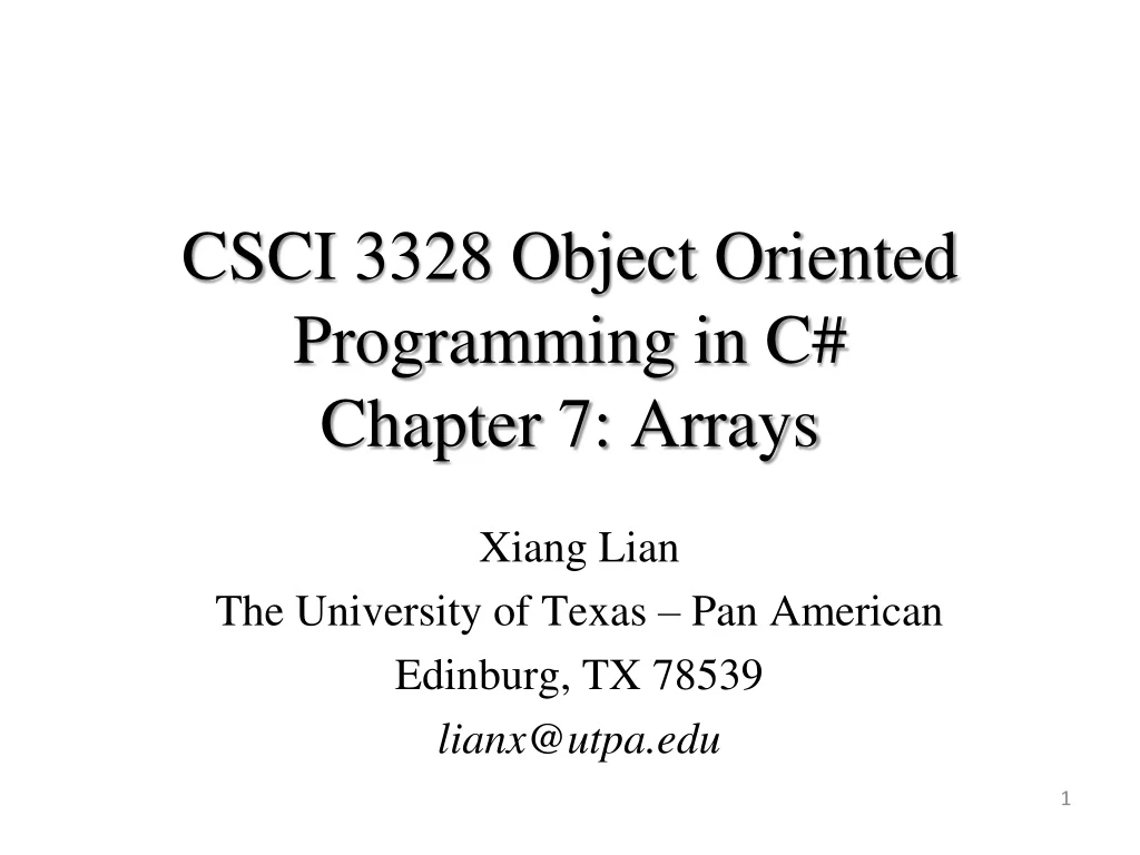csci 3328 object oriented programming in c chapter 7 arrays