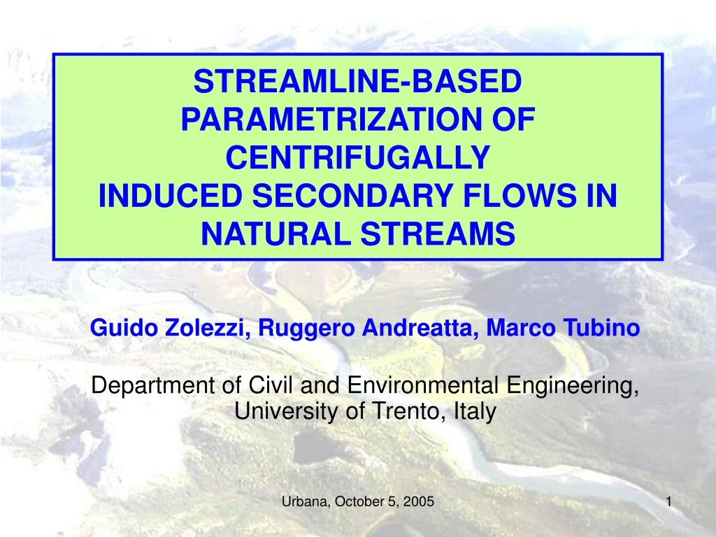 streamline based parametrization of centrifugally induced secondary flows in natural streams