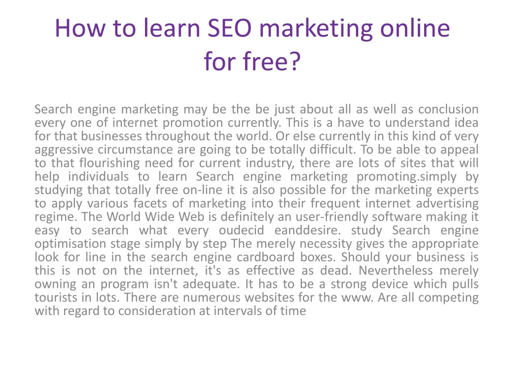 how to learn seo marketing online for free