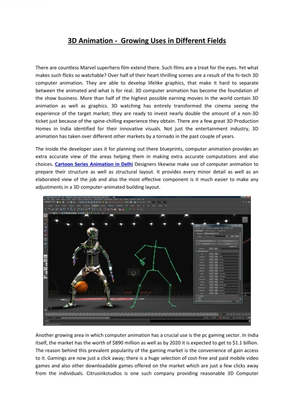 3D Animation - Growing Uses in Different Fields