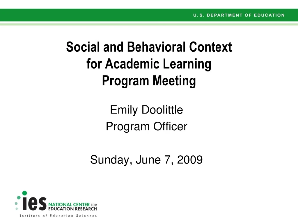 social and behavioral context for academic learning program meeting