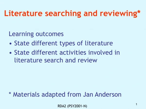 Literature searching and reviewing*