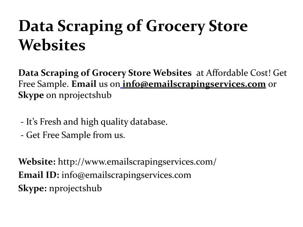 data scraping of grocery store websites