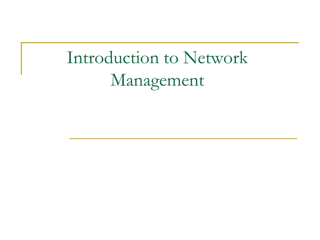 introduction to network management