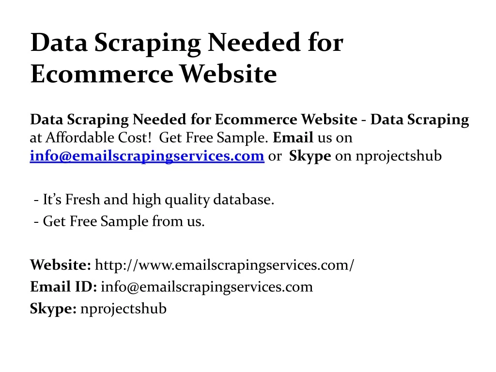 data scraping needed for ecommerce website