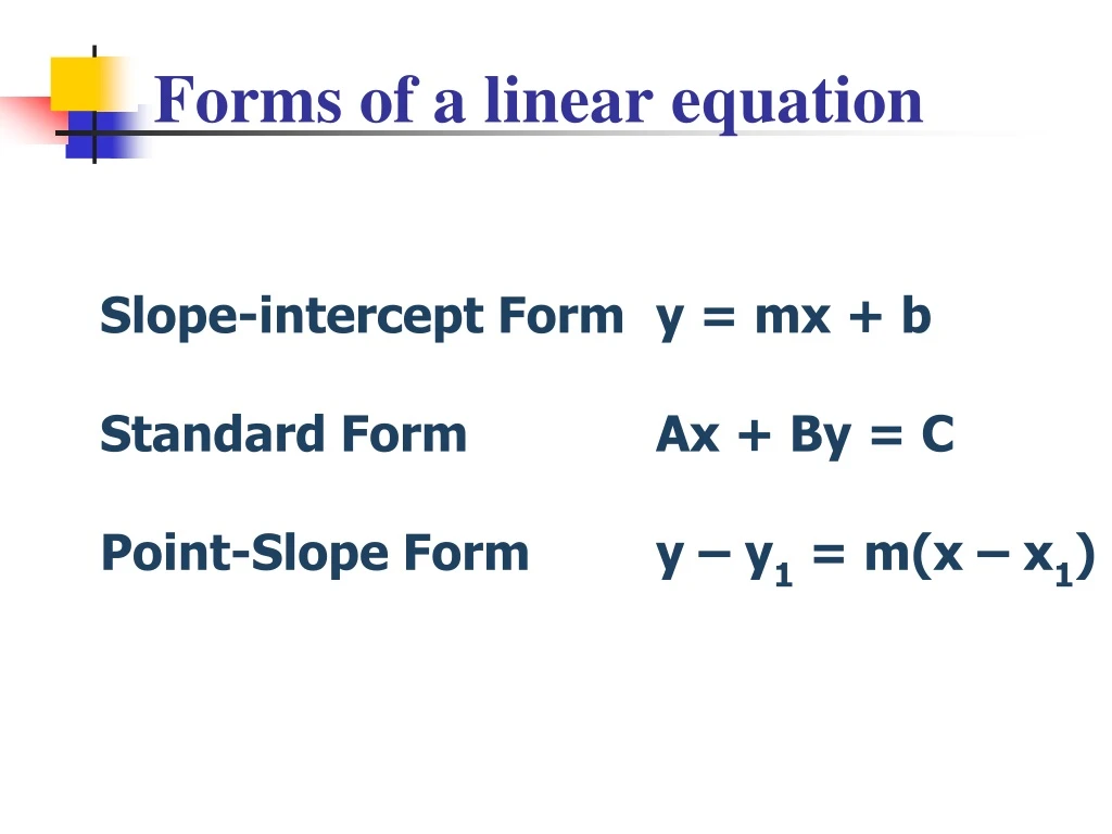 forms of a linear equation