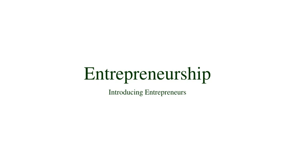 entrepreneurship