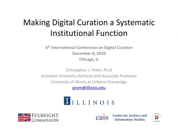 Making Digital Curation a Systematic Institutional Function