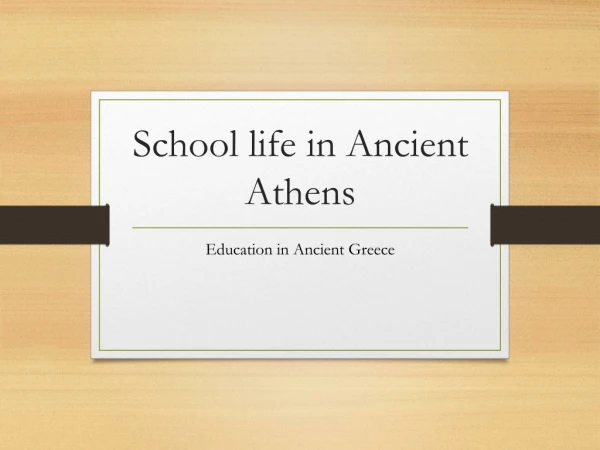 School life in Ancient Athens