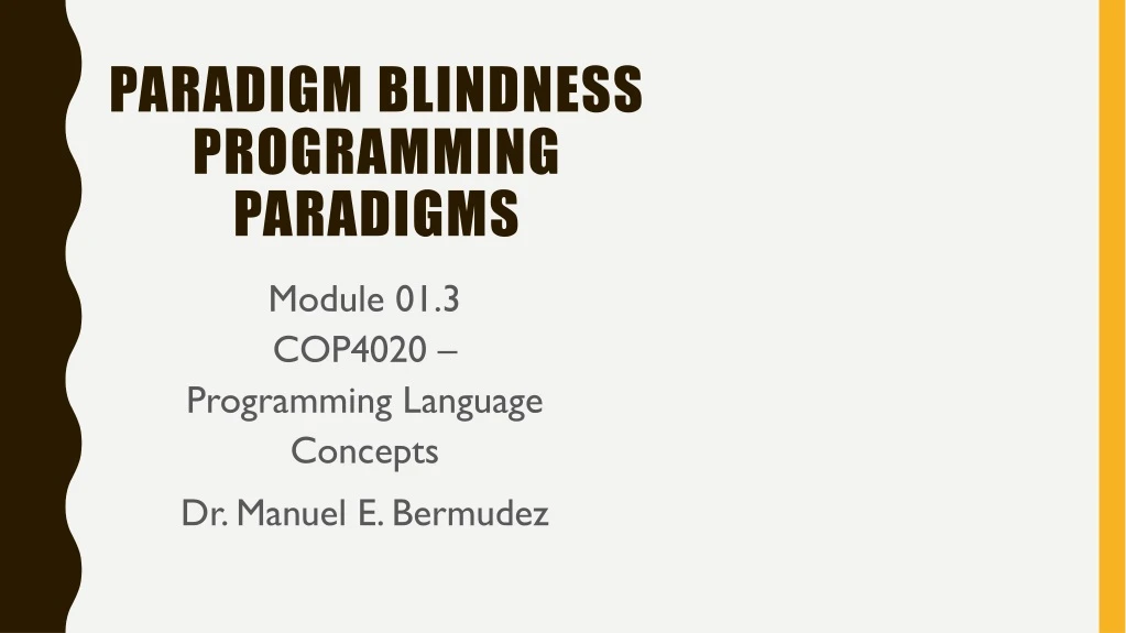 paradigm blindness programming paradigms