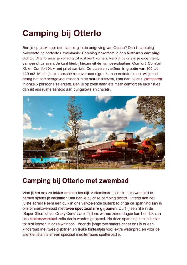 Camping bij Otterlo