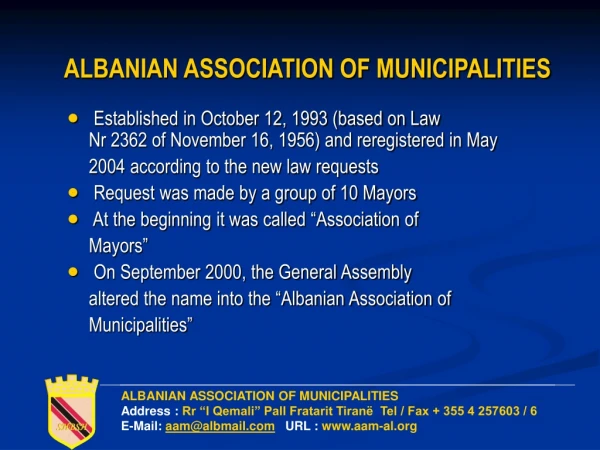 ALBANIAN ASSOCIATION OF MUNICIPALITIES
