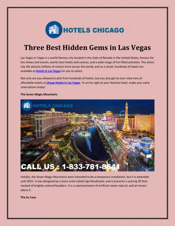 Three Best Hidden Gems in Las Vegas – Hotels in Las Vegas