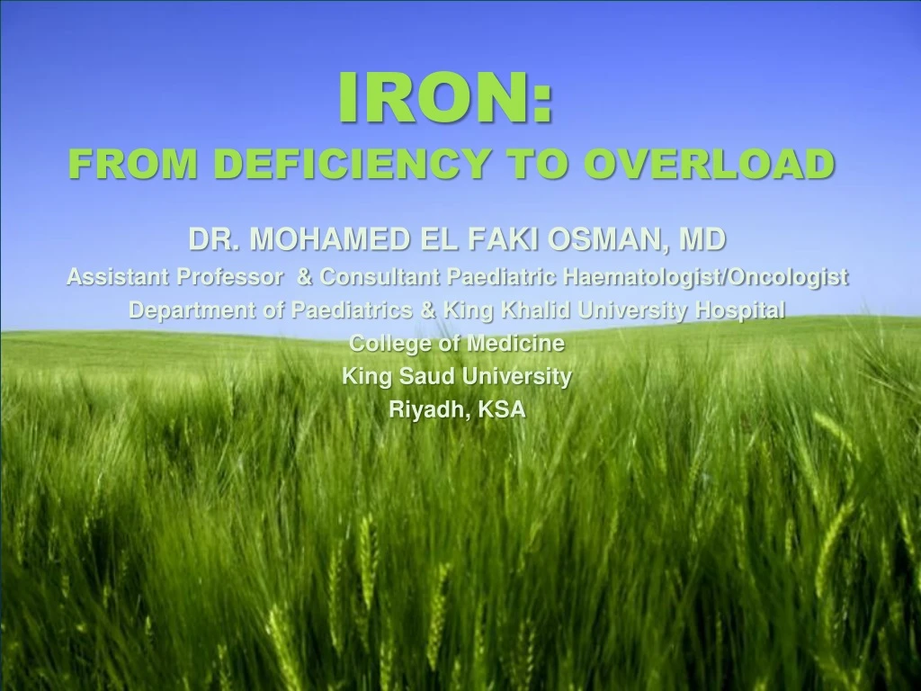iron from deficiency to overload