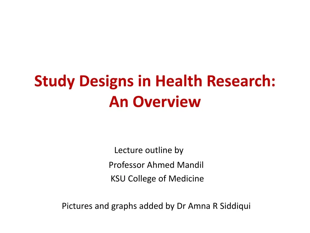 study designs in health research an overview