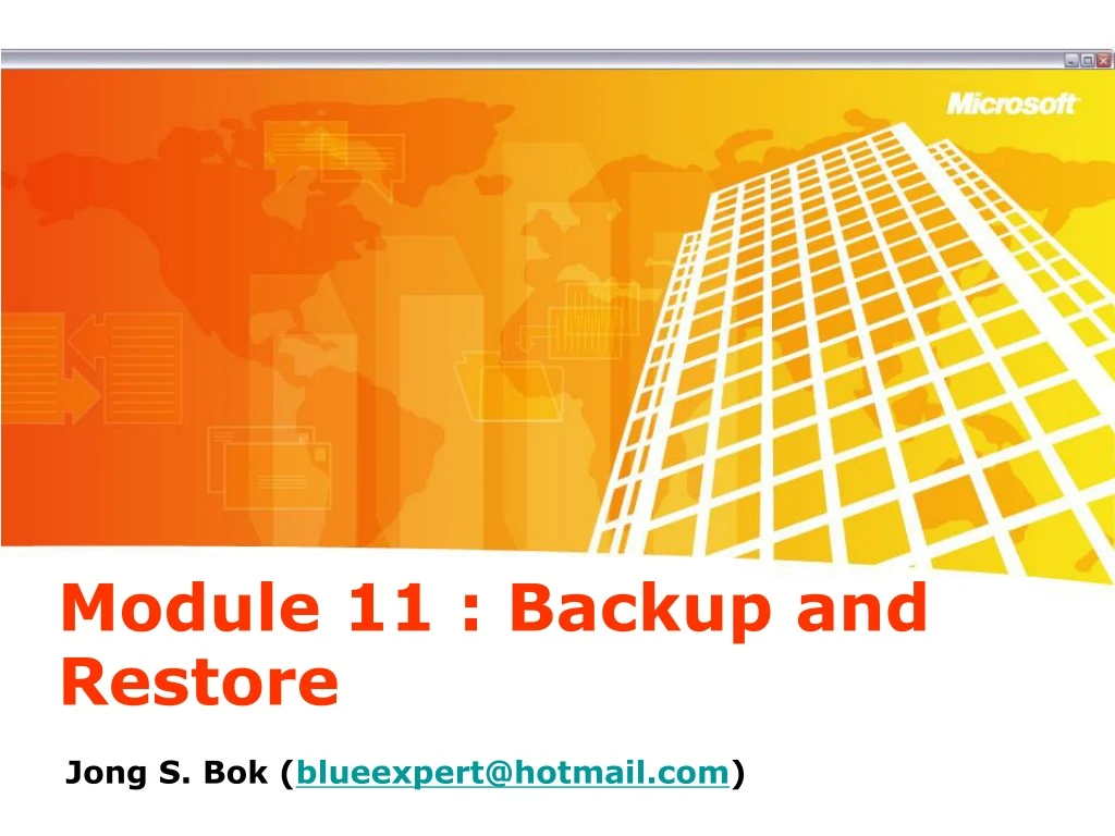 module 11 backup and restore