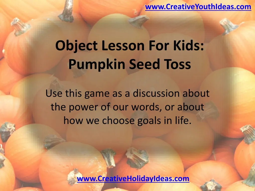 object lesson for k ids pumpkin seed toss