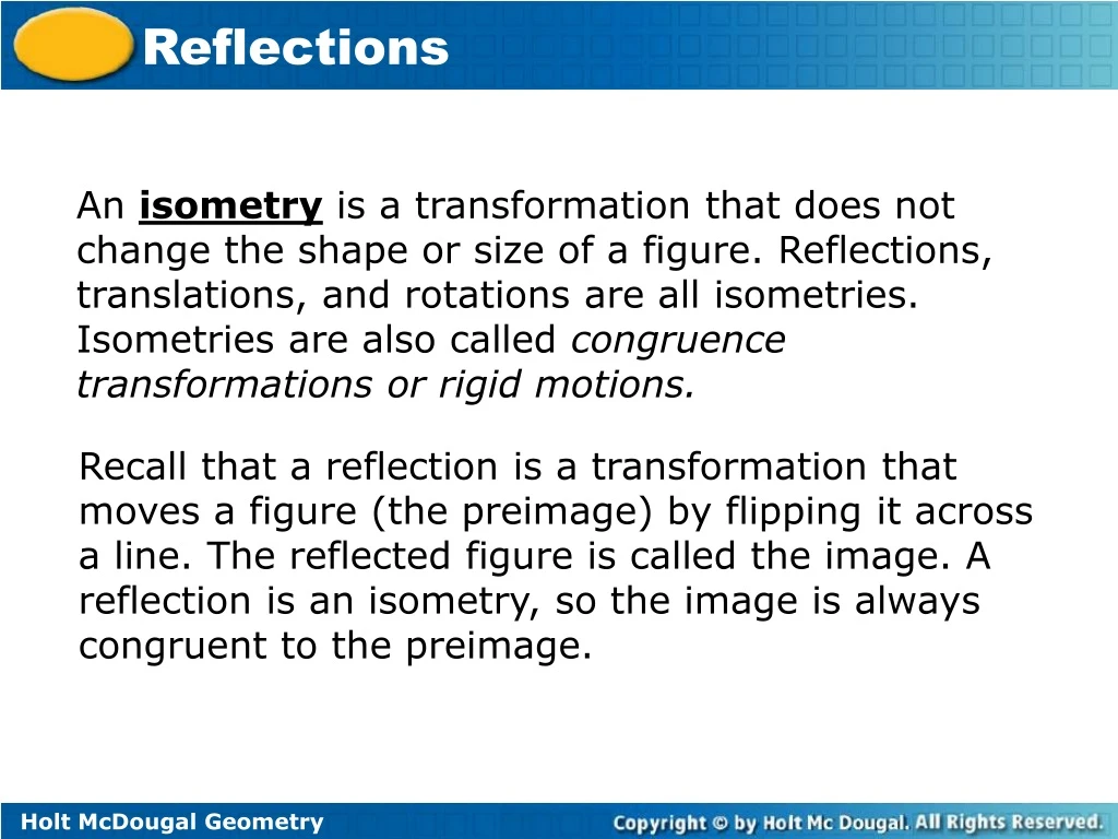 an isometry is a transformation that does