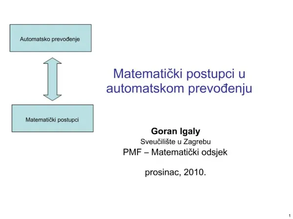 Matematicki postupci u automatskom prevodenju