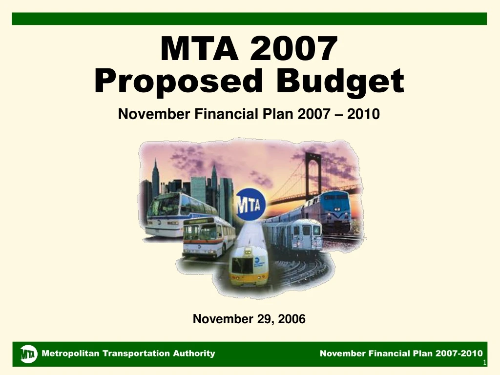 mta 2007 proposed budget november financial plan