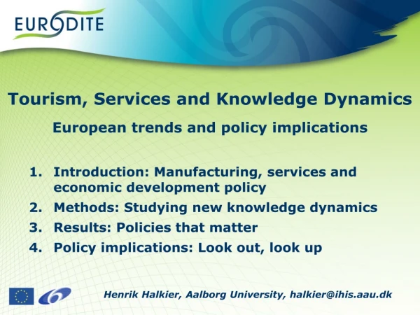 Tourism, Services and Knowledge Dynamics European trends and policy implications
