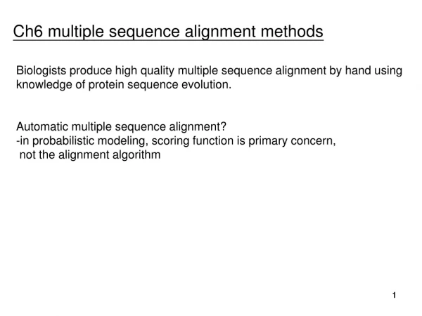 Ch6 multiple sequence alignment methods