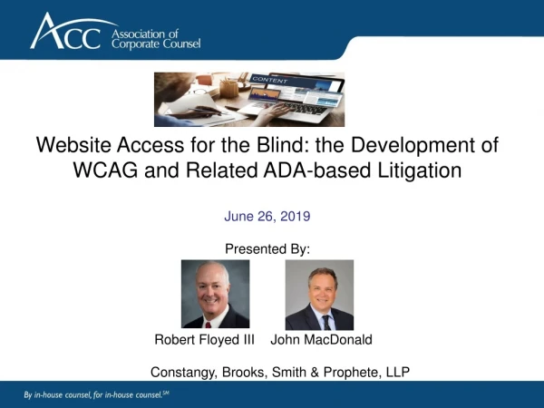 Website Access for the Blind: the Development of WCAG and Related ADA-based Litigation