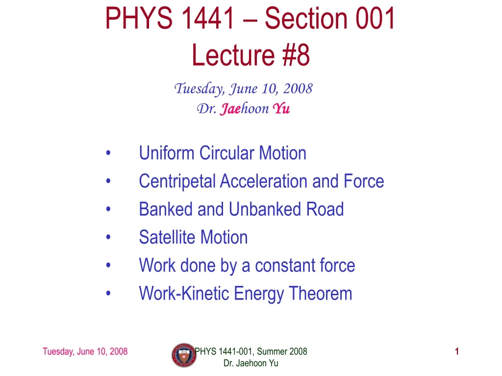 phys 1441 section 00 1 lecture 8