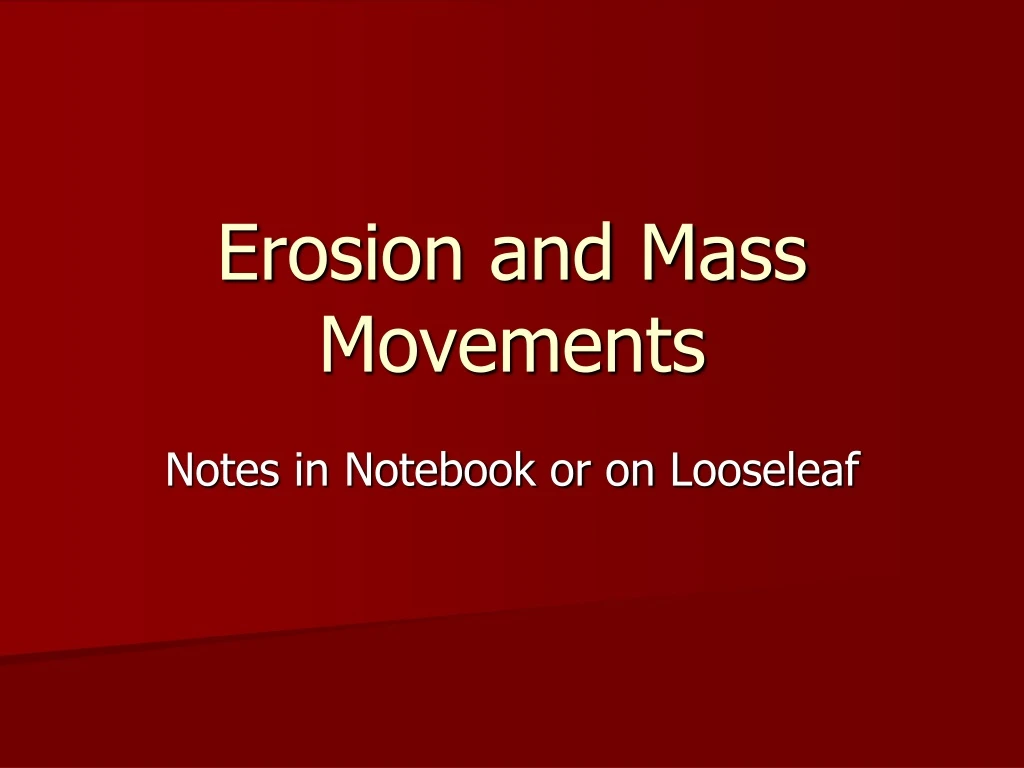 erosion and mass movements