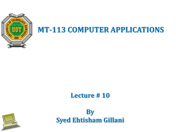 MT-113 COMPUTER APPLICATIONS