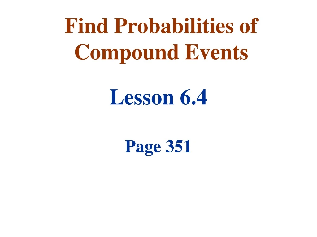 find probabilities of compound events