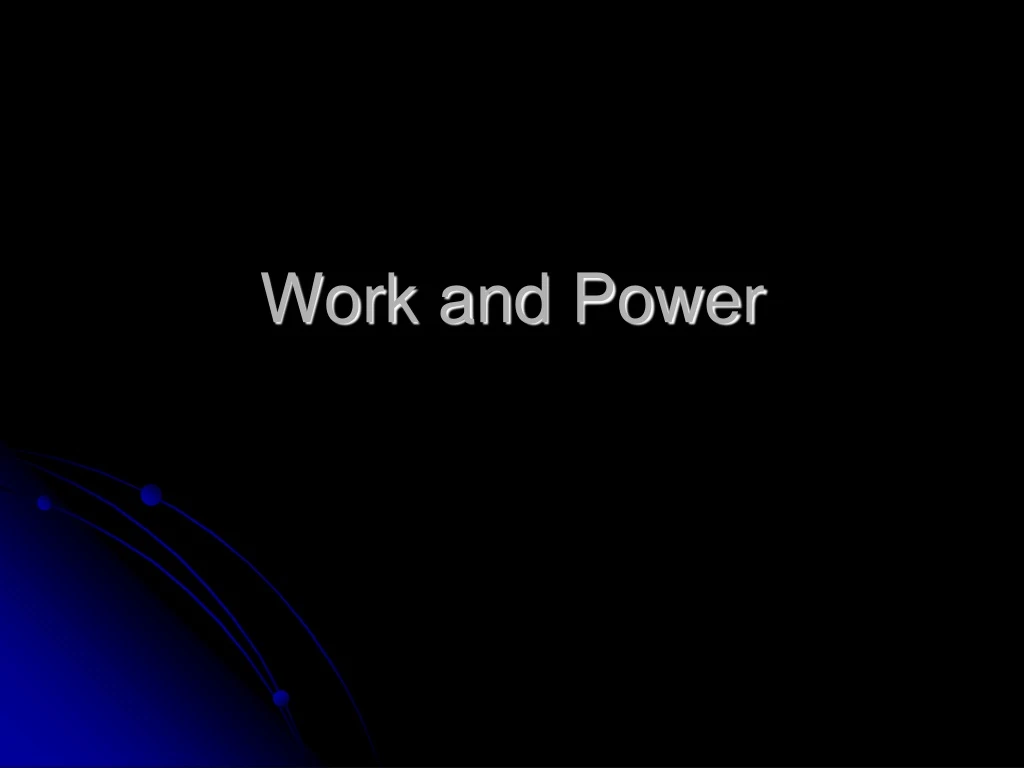 work and power