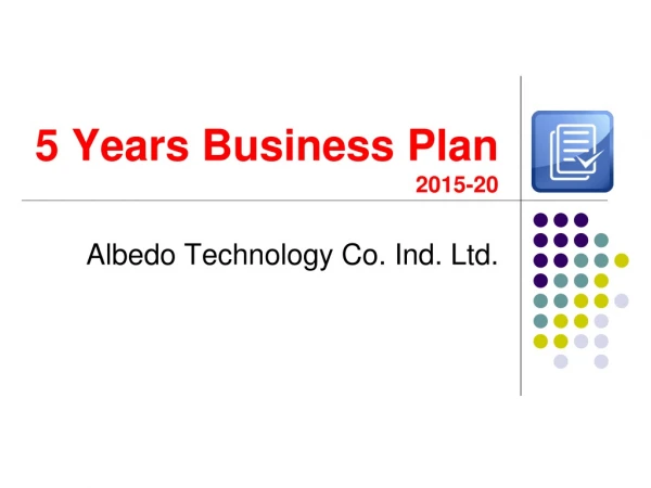 5 Years Business Plan 2015-20