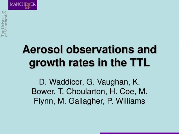 Aerosol observations and growth rates in the TTL