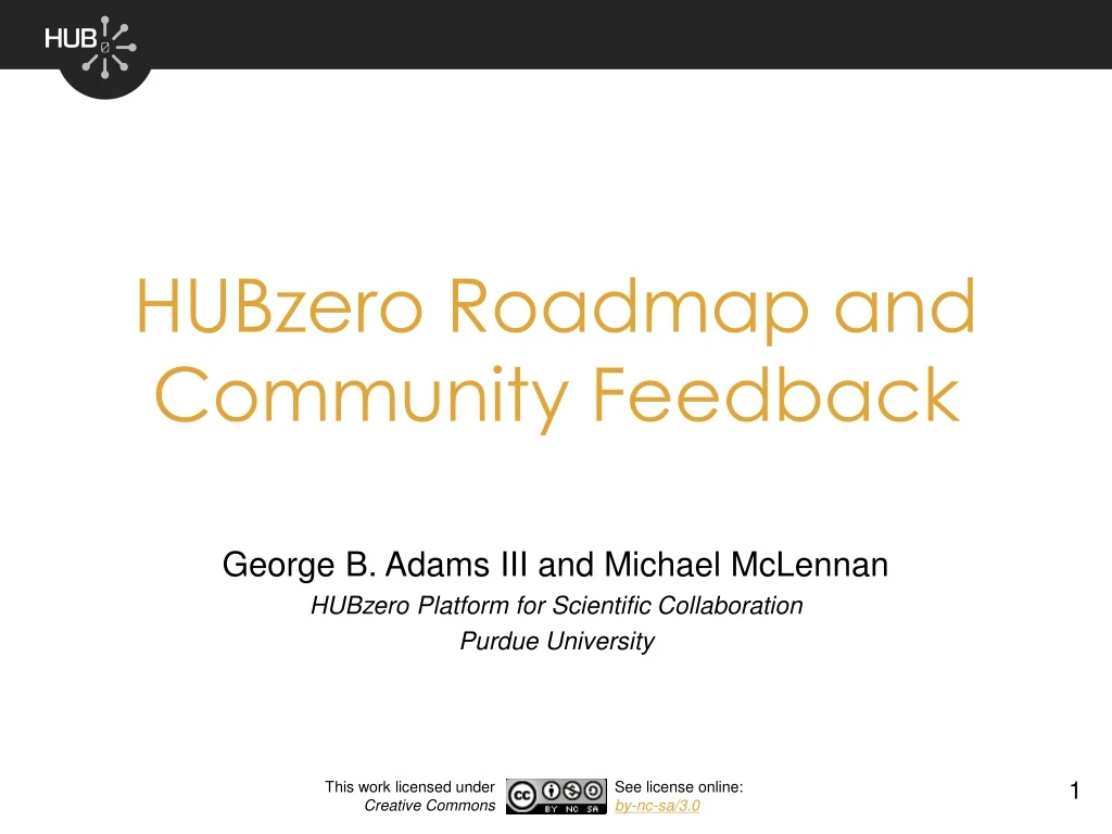 hubzero roadmap and community feedback