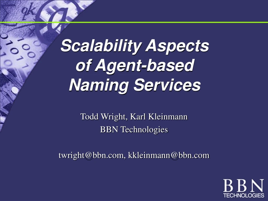 scalability aspects of agent based naming services