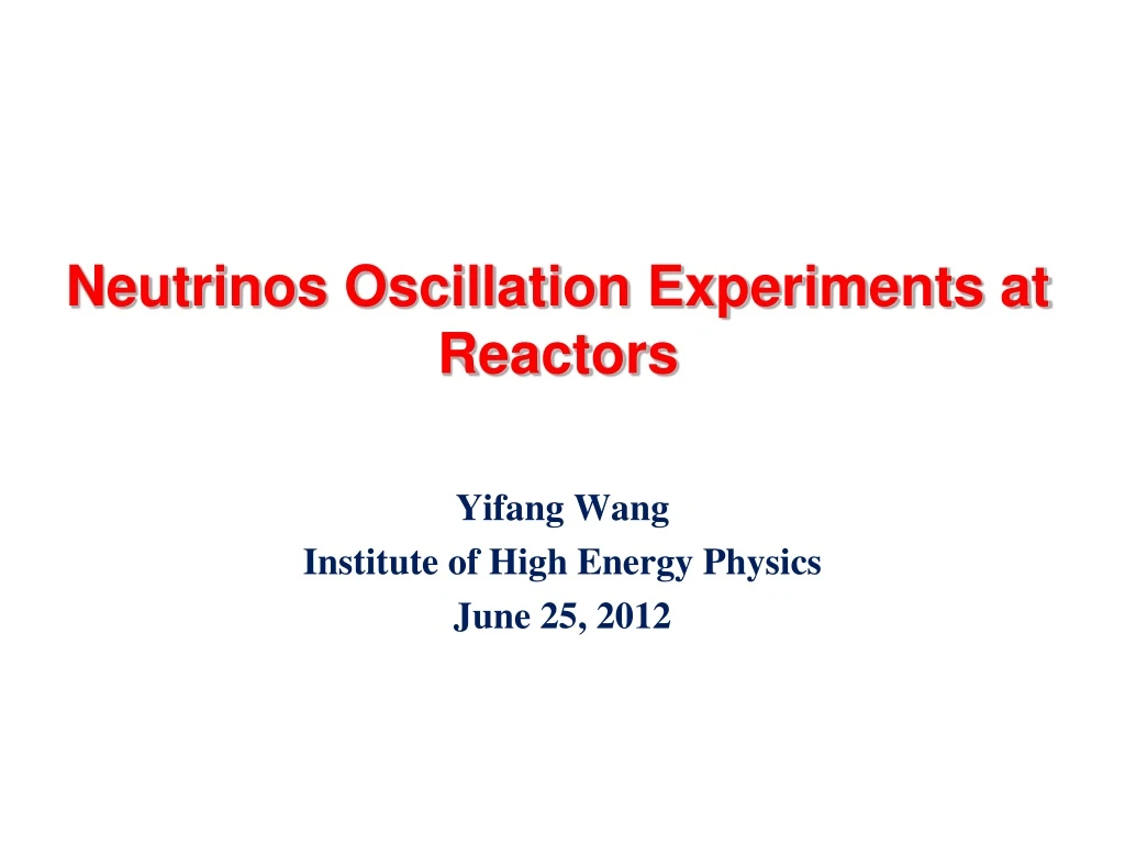 neutrinos oscillation experiments at reactors