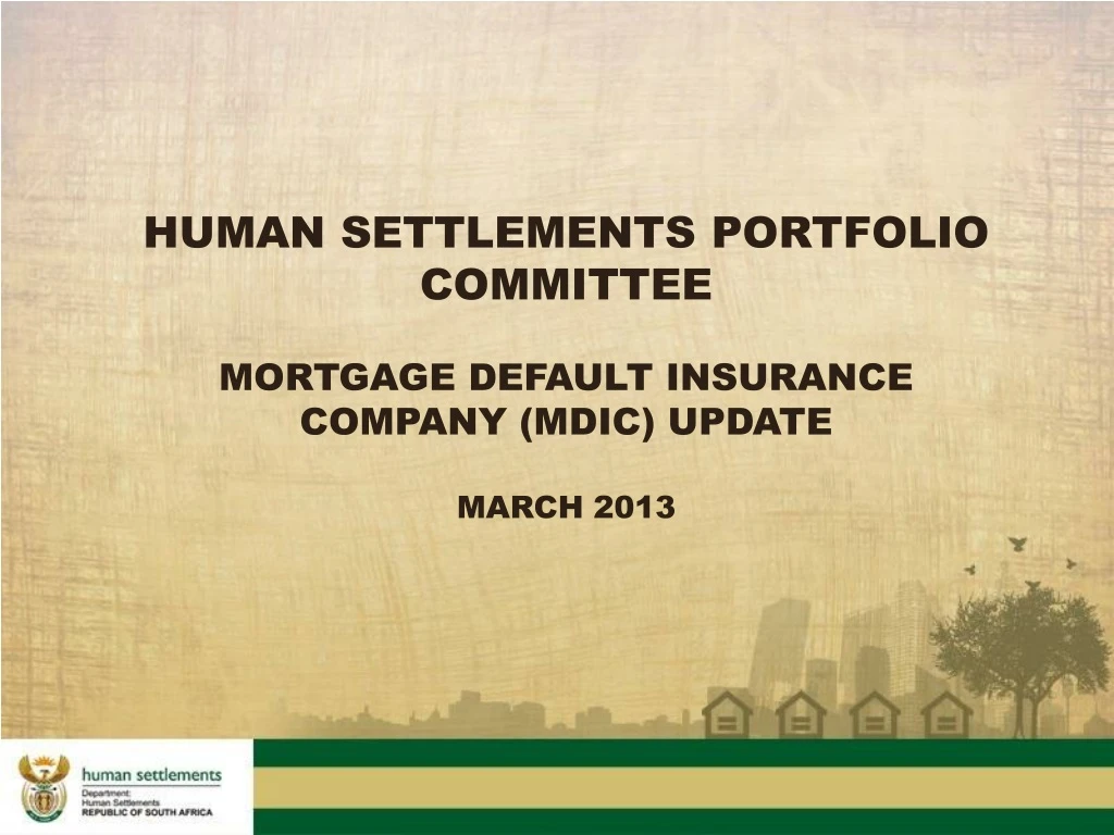 human settlements portfolio committee mortgage