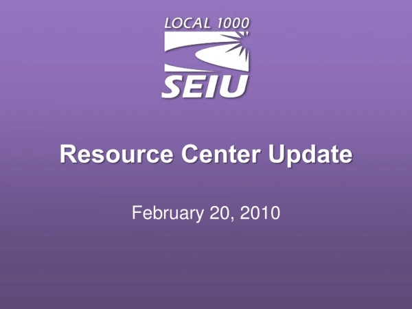 Resource Center Update