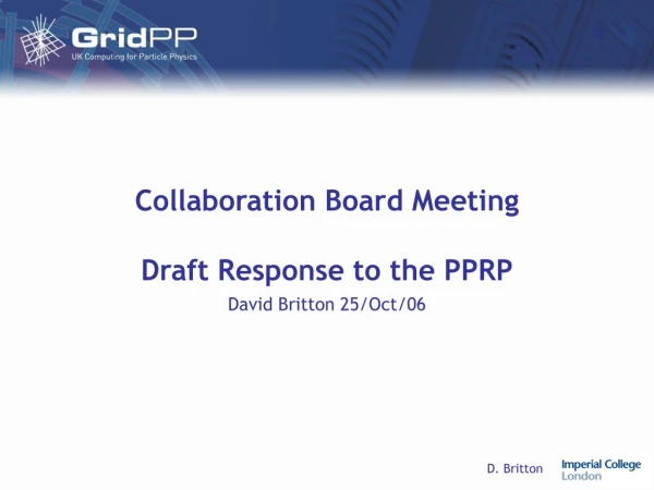 Collaboration Board Meeting Draft Response to the PPRP