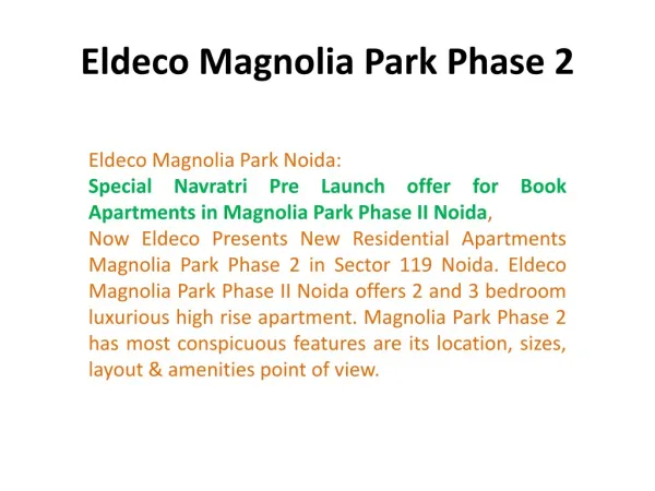 Magnolia Park Phase 2 -9899606065- Magnolia Park Sector 119