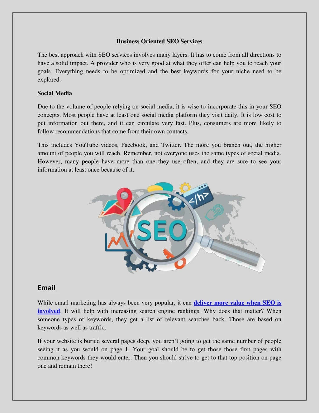 business oriented seo services